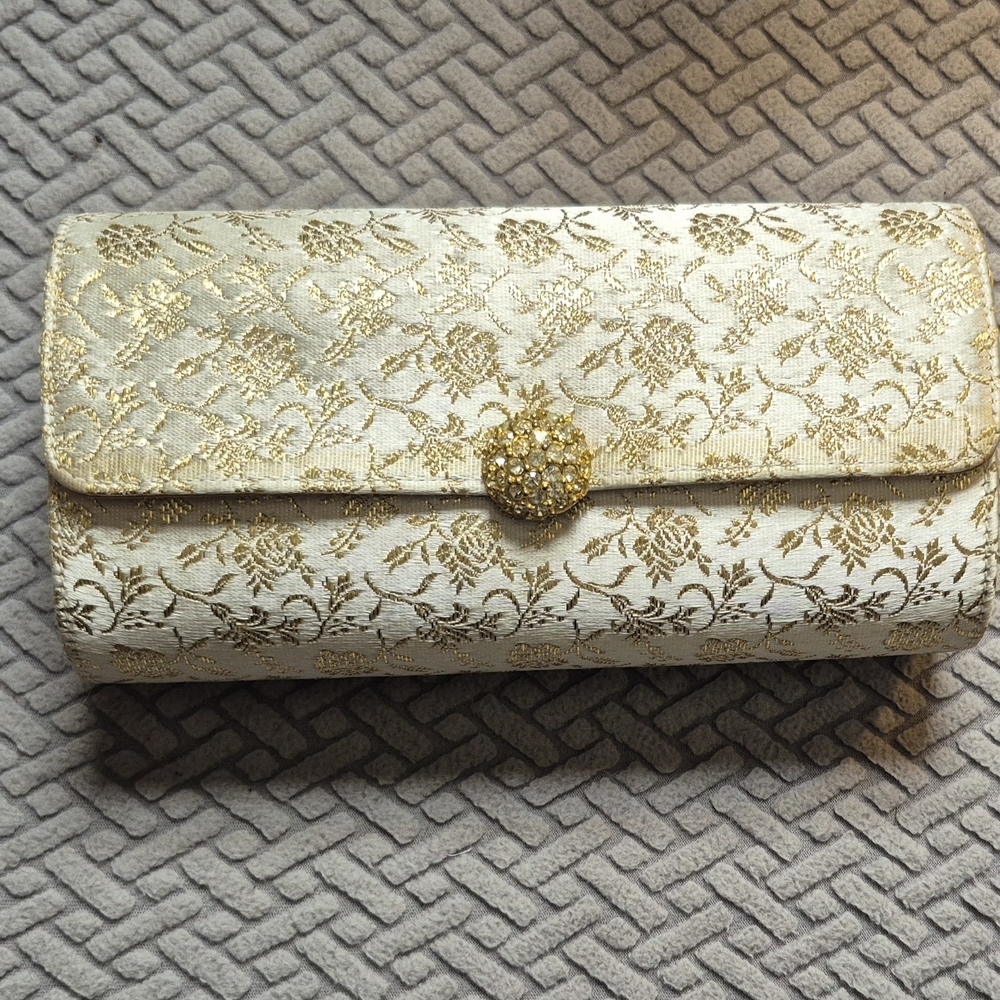 Elegant Gold Floral Clutch